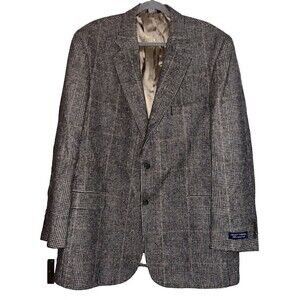 Grant Thomas Men’s 100% Camel Hair Sport Coat Blazer size 46 Long NWT Plaid